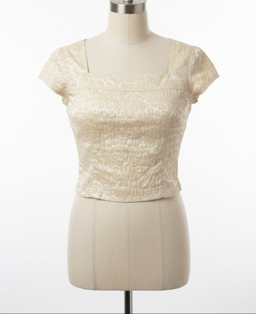 Vintage 1990s Cream Cap Sleeve Blouse — Classic Minimalist Top