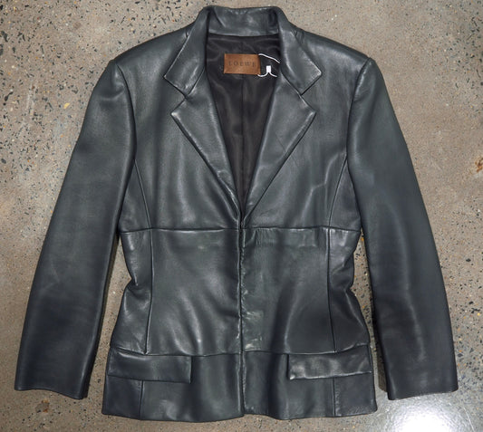 Vintage 1990s Loewe Lambskin Leather Blazer — Designer Luxury Jacket