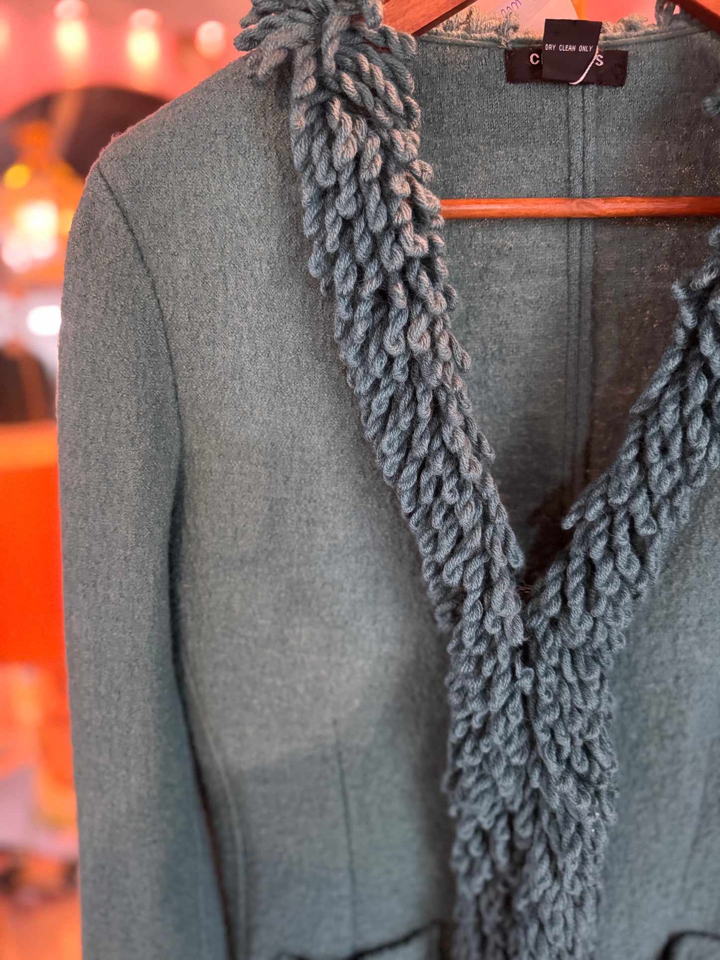 Teal Cardigan with fringe detail