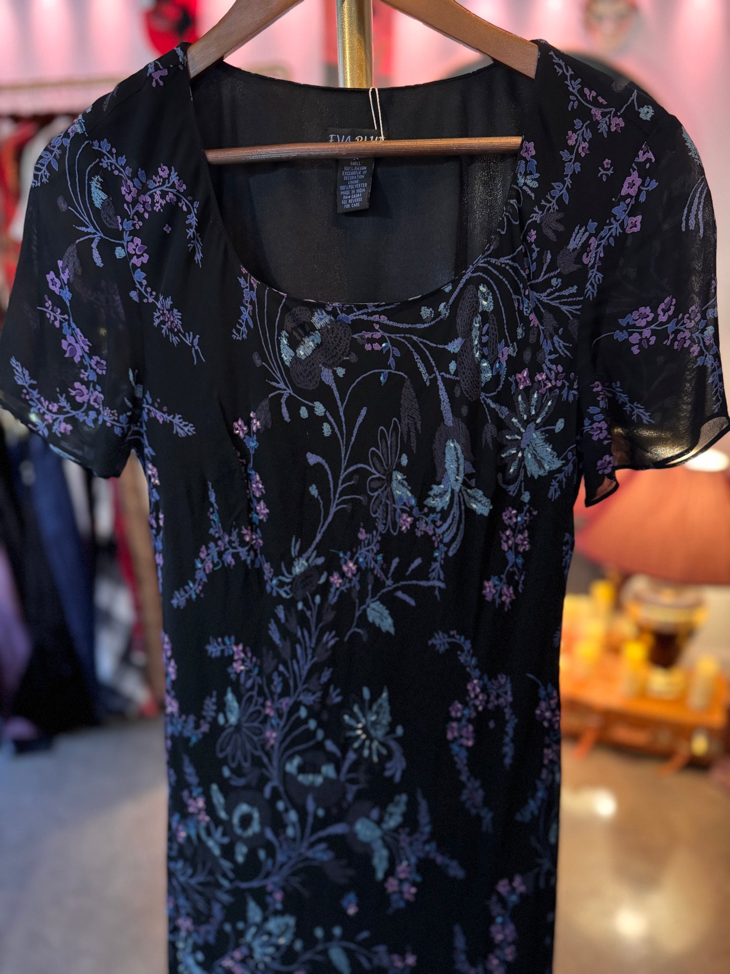 Vintage 1990s Blue Midi Dress — Feminine One of a Kind