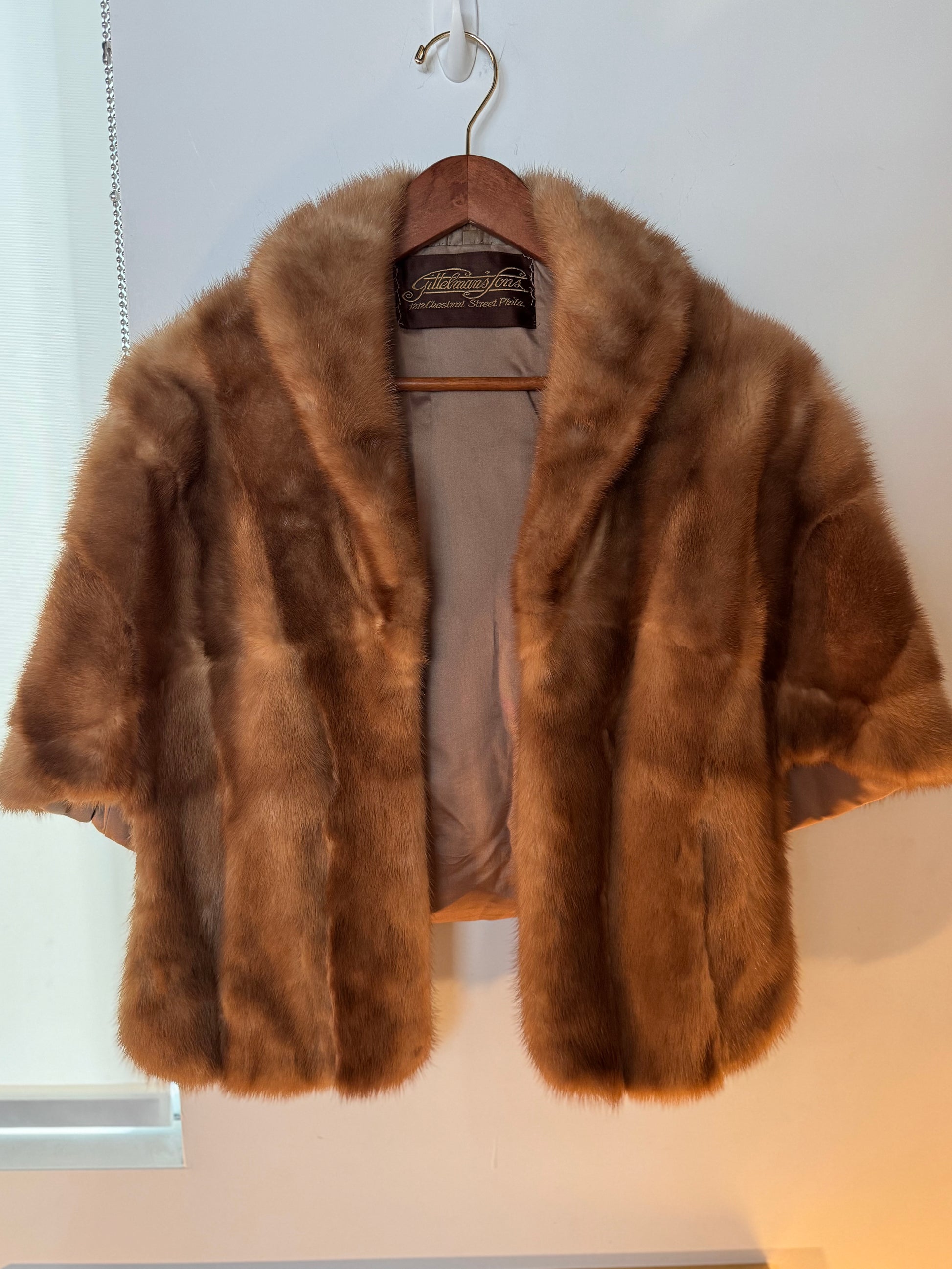 Vintage 1960s light brown mink fur stole