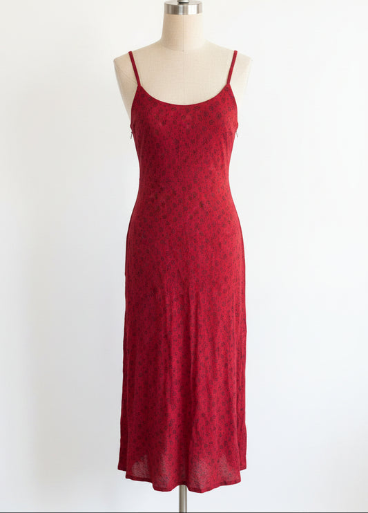 Vintage 1990s Red Bandana Print Mini Dress — Boho Western