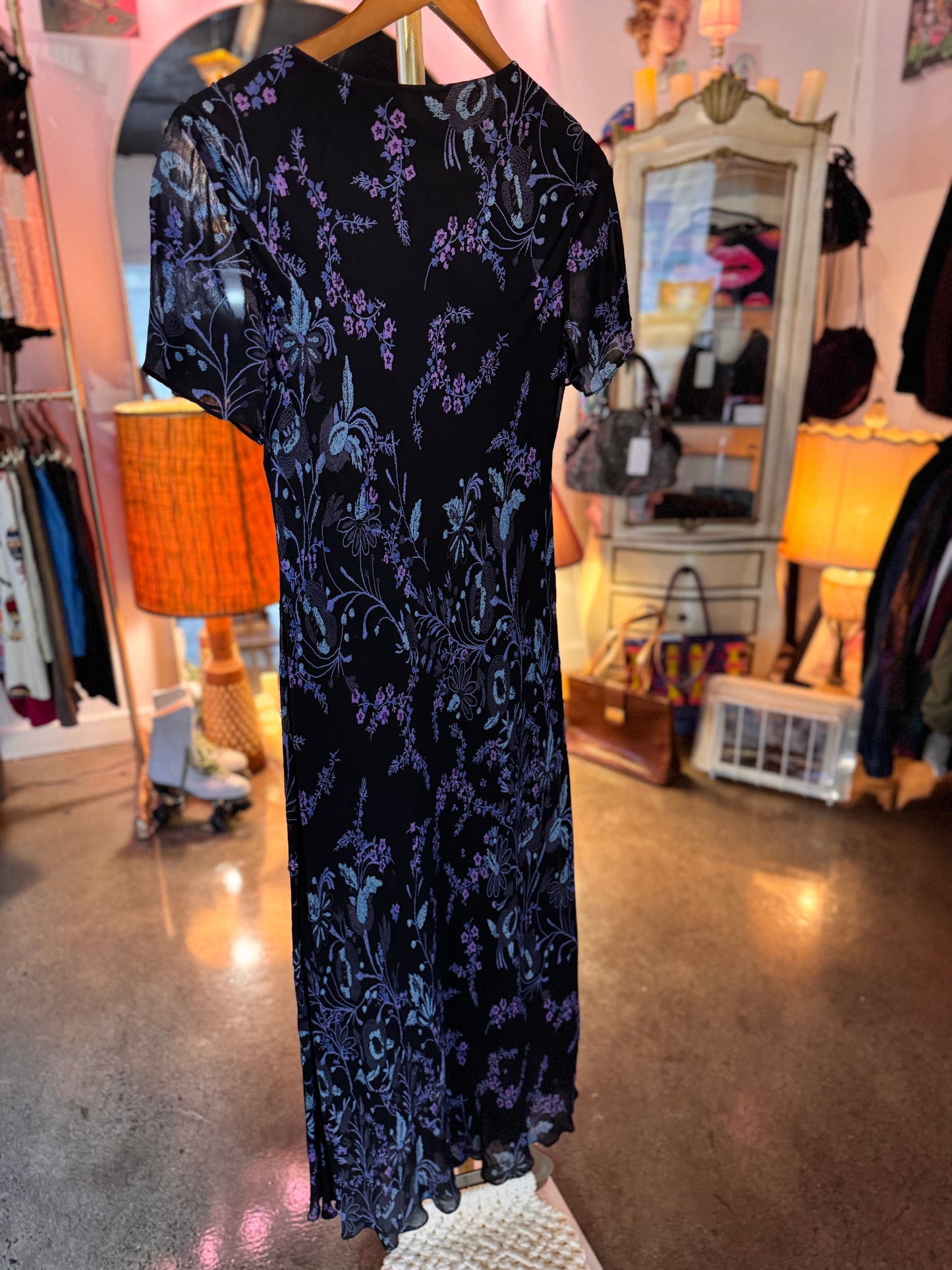 Vintage 1990s Blue Midi Dress — Feminine One of a Kind