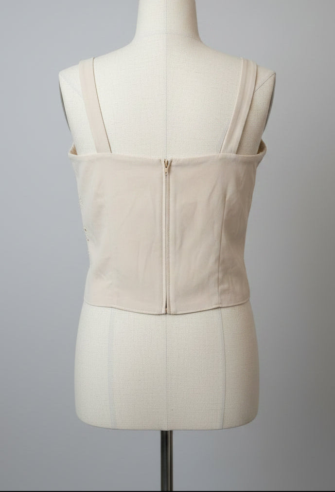 Vintage 1990s Cream Sequin Tank Top — Glam Evening Statement