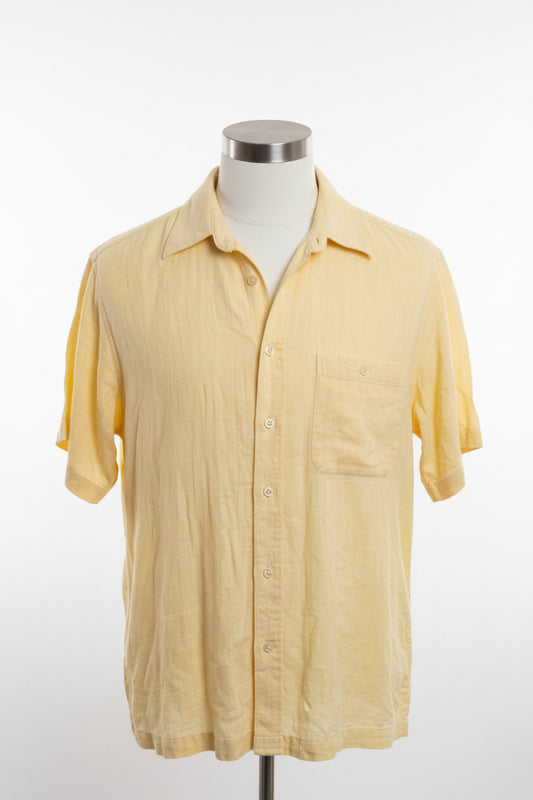 Vintage 1980s Yellow Button Down Shirt — Oversized Menswear Inspired