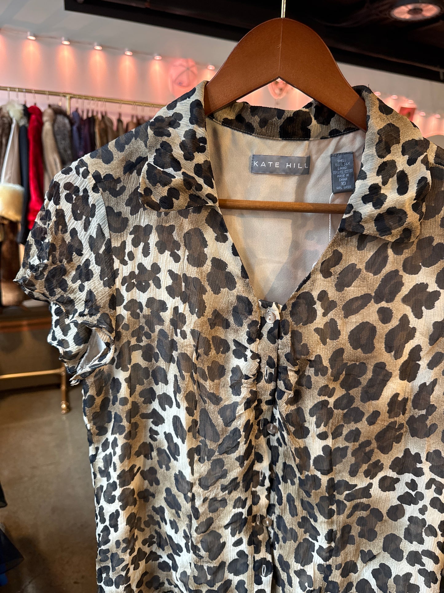 Vintage 1990s Silk Leopard Print Blouse — Animal Print Statement Top