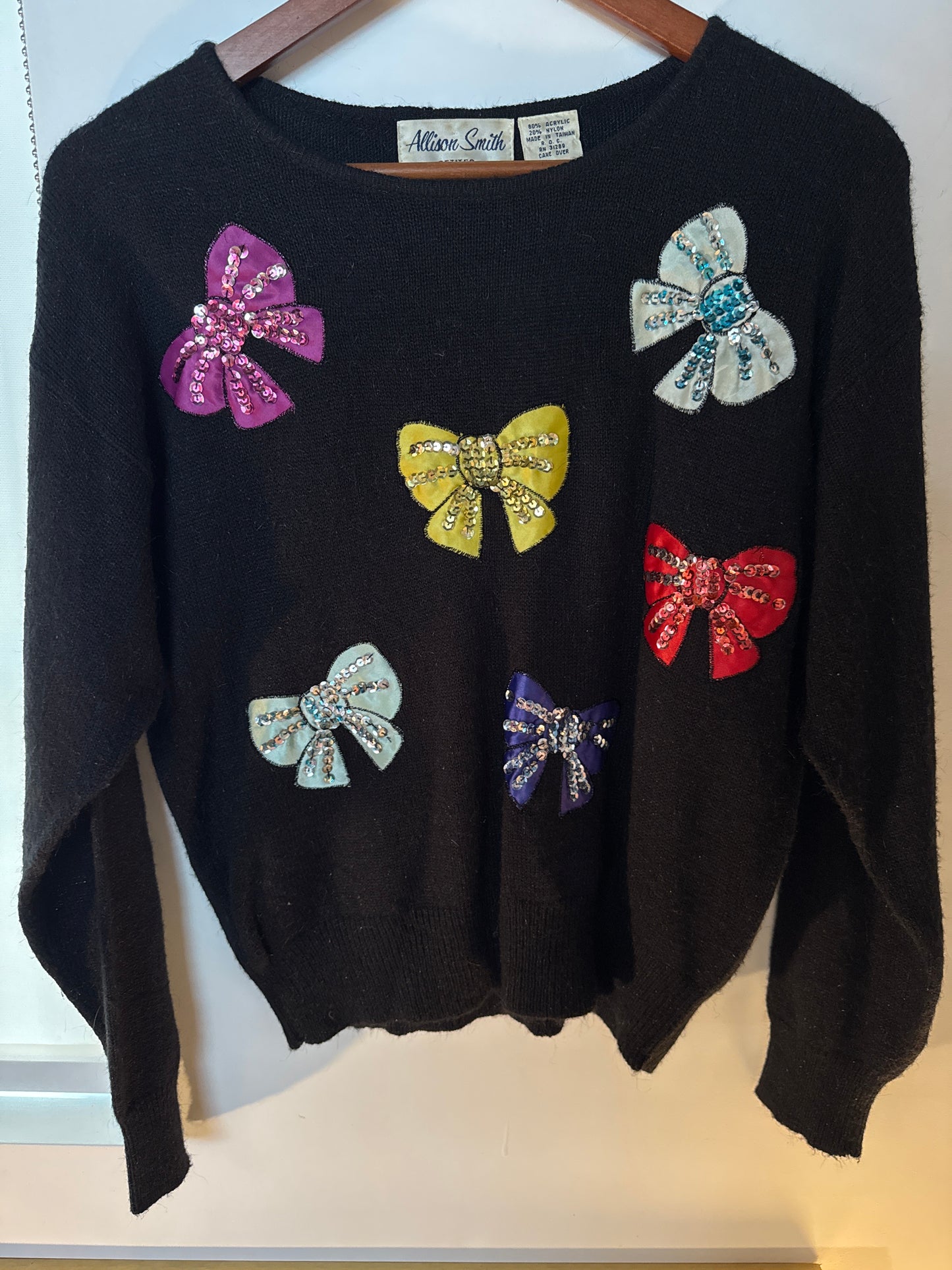 Vintage 1980s Bow Detail Knit Sweater — Feminine Statement Top