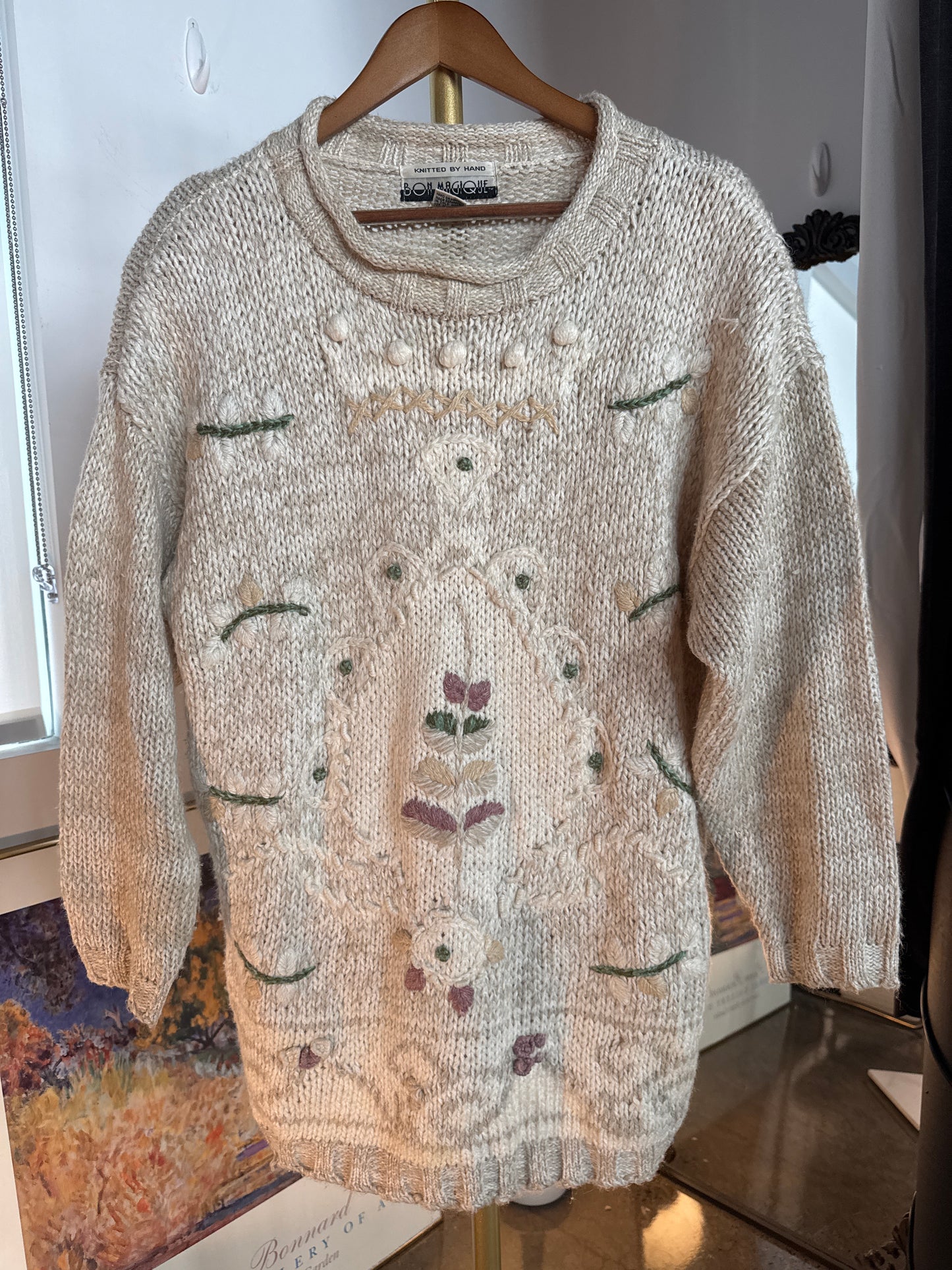 Vintage 1980s Oversized Knit Sweater — Chunky Bohemian Statement