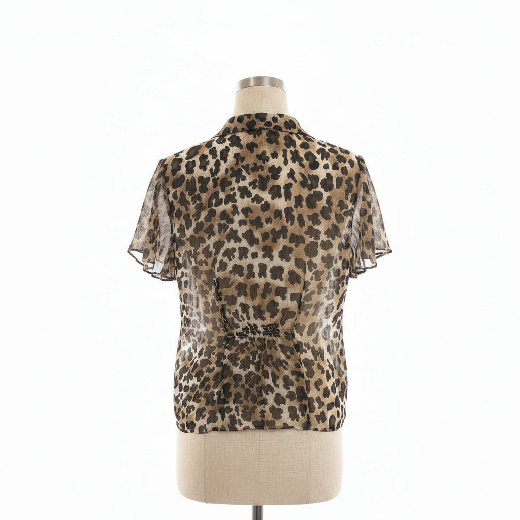 Vintage 1990s Silk Leopard Print Blouse — Animal Print Statement Top