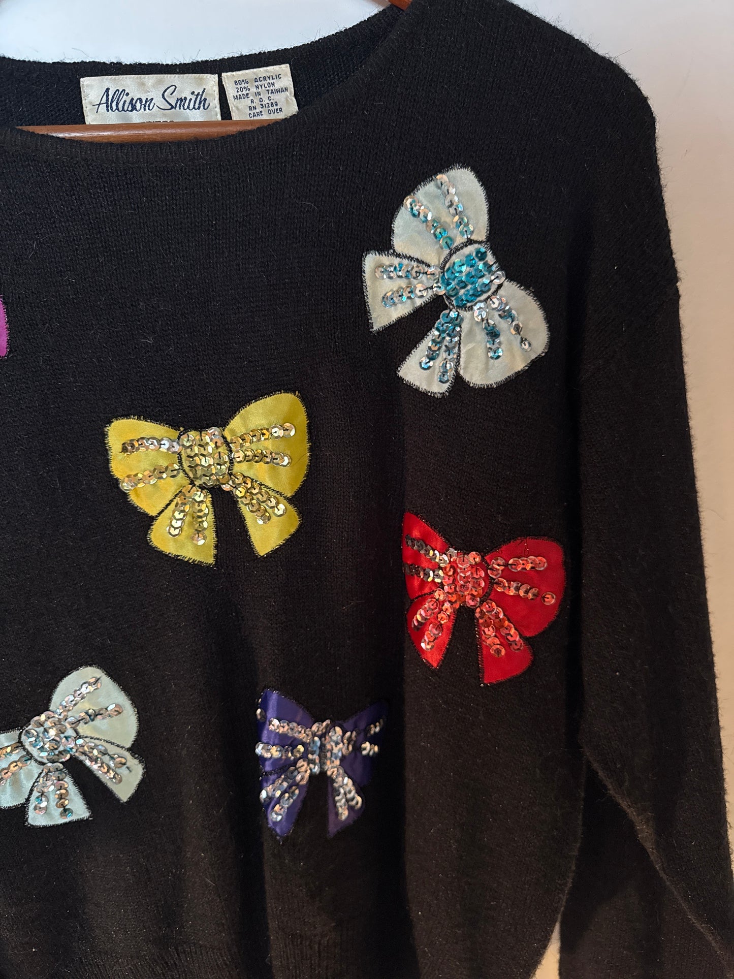 Vintage 1980s Bow Detail Knit Sweater — Feminine Statement Top