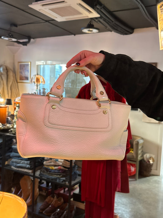Vintage 1990s White Leather Shoulder Bag — Minimalist Classic