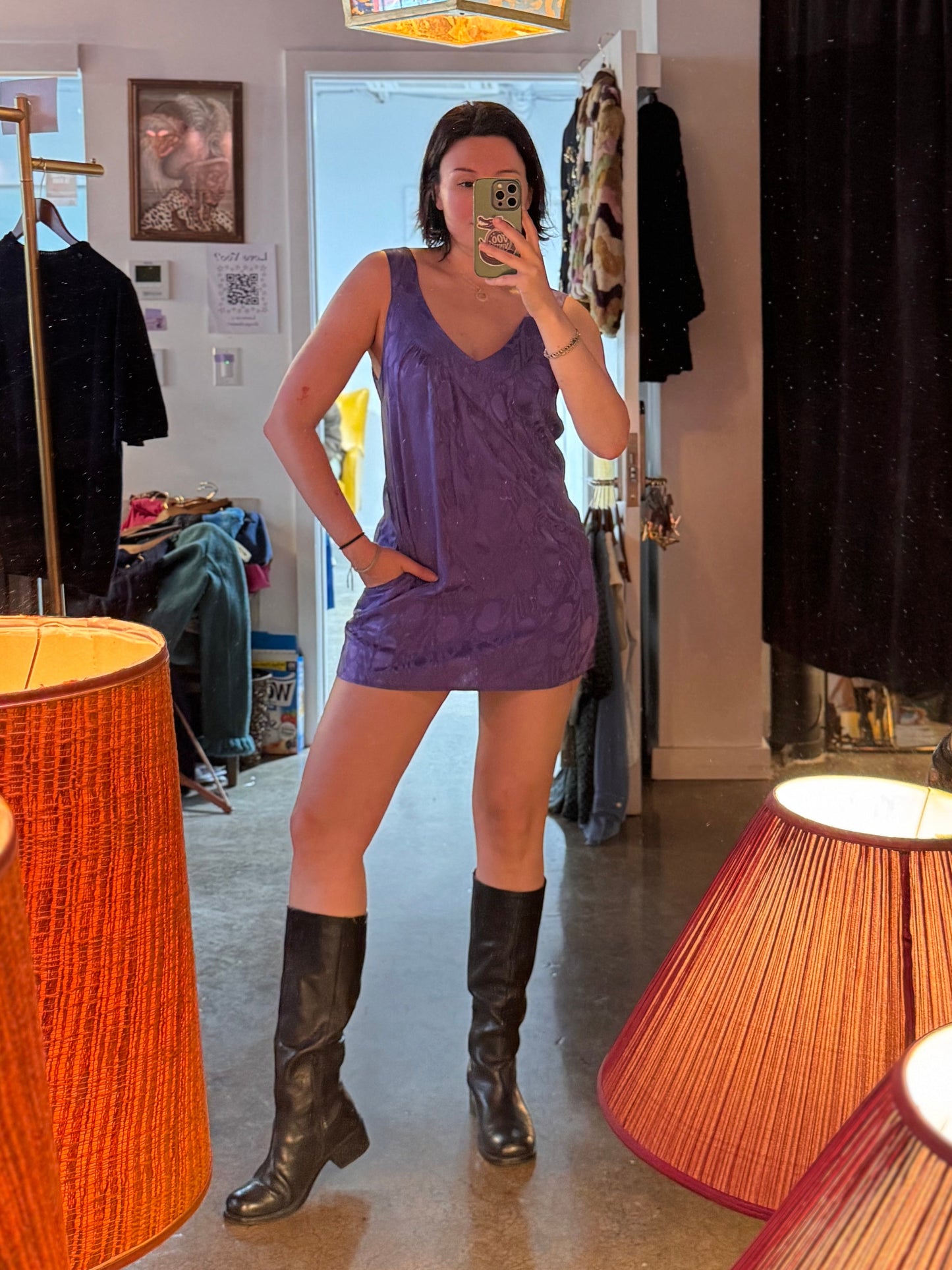 Vintage 1990s Purple Satin Slip Dress