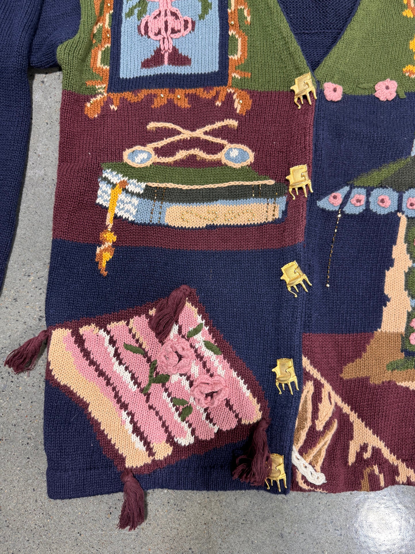 Vintage 1980s Novelty Whimsy Cardigan — Cottagecore Statement Knit