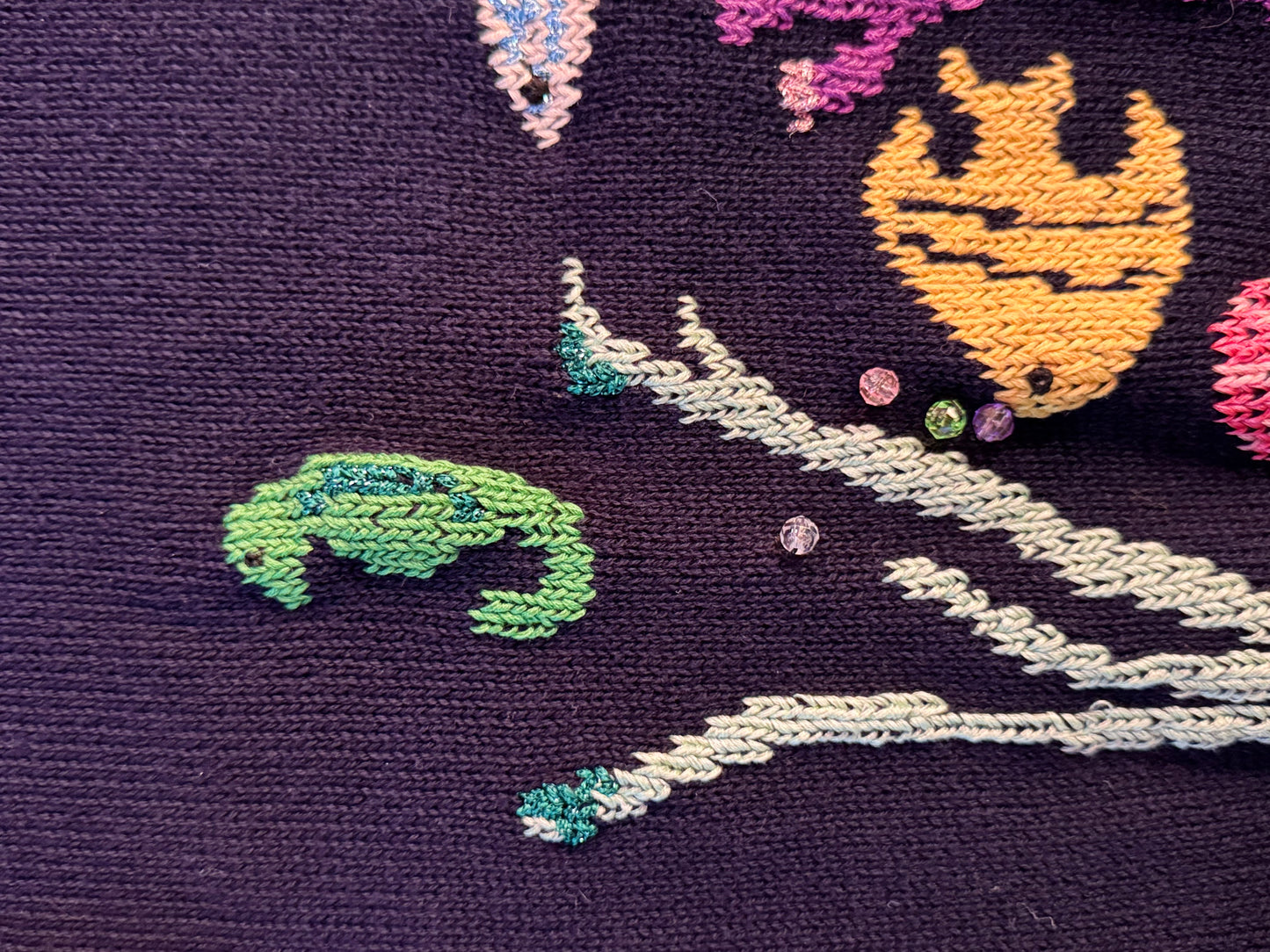 Vintage 1990s Lands End Novelty Fish Knit Sweater — Whimsical Cottagecore