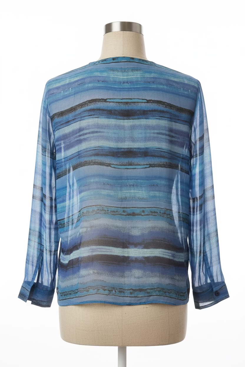 Vintage 1990s Chico's Blue Silk Blouse — Relaxed Statement Top