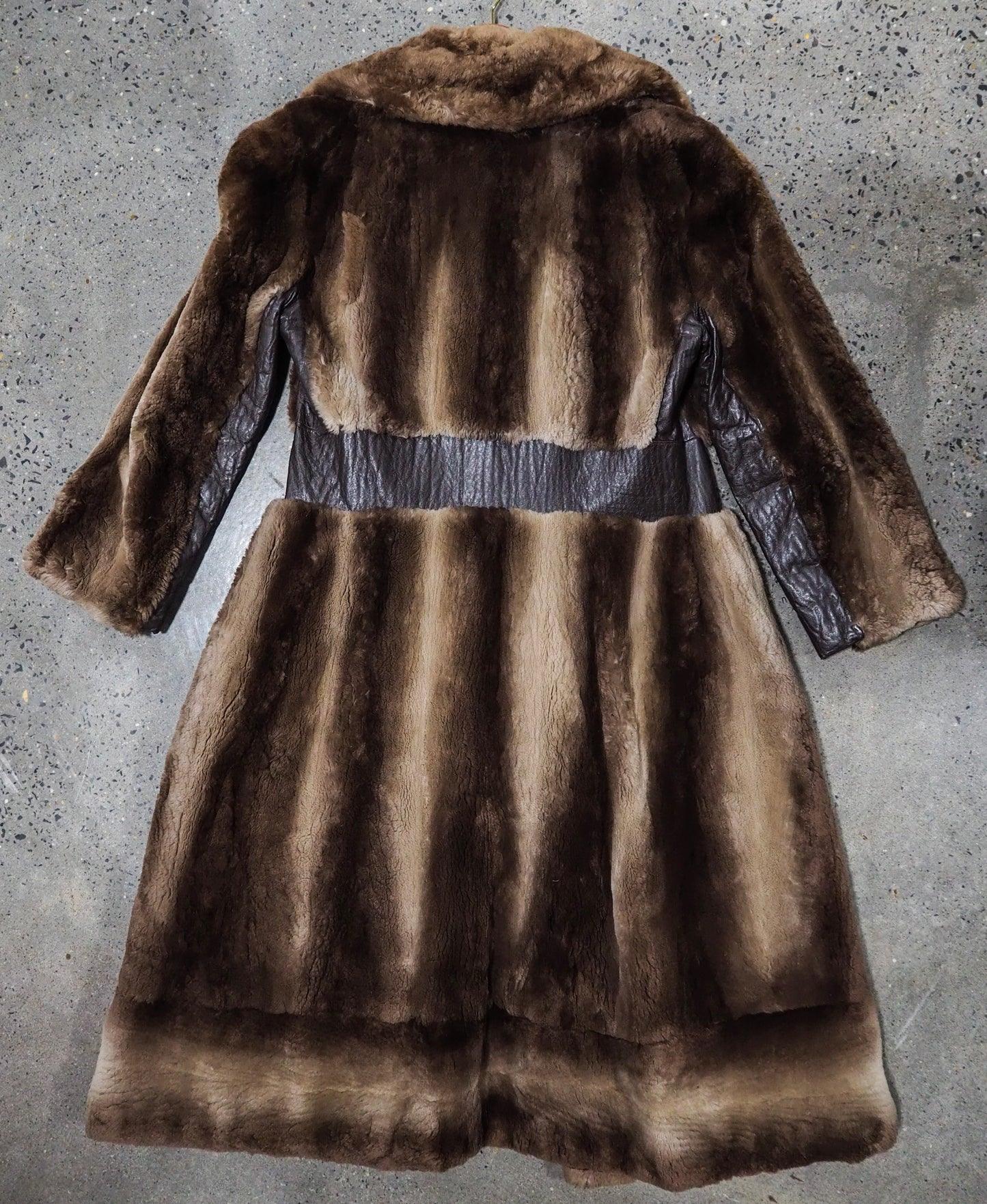 Vintage 1980s Sheared Beaver Coat — Leather Trim Luxury Outerwear